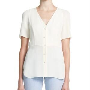 Womens THEORY Vest Silk Shirt Cream Size S EUC!